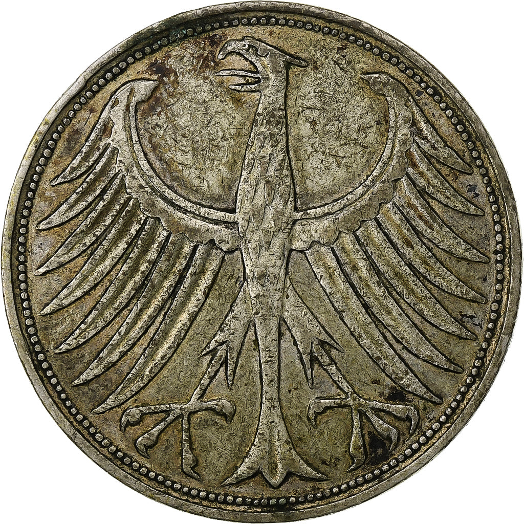 GERMANY - FEDERAL REPUBLIC, 5 Mark, 1951, Hambourg, Silver, EF(40-45), KM:112.1