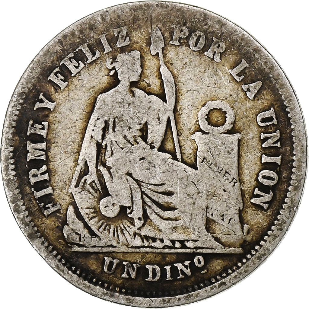 Peru, SOUTH PERU, Dinero, 1864, Lima, Silver, VF(20-25), KM:190