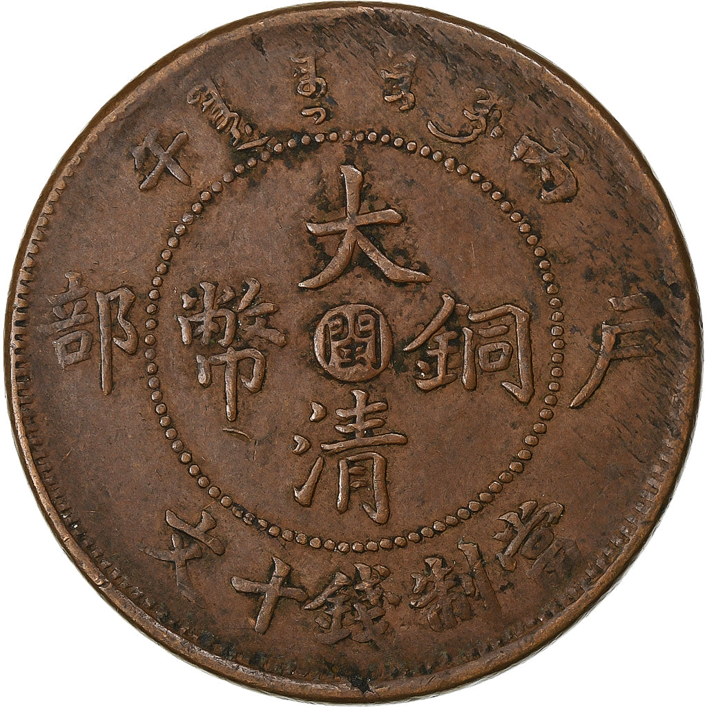 Coin, China, EMPIRE, Kuang-hs, 10 Cash, 1906, Ching, VF(30-35), Copper, KM:10.4