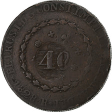 Brazil, Pedro I, 40 Reis,1828, Rio de Janeiro, Copper, VF(20-25), KM:363.1