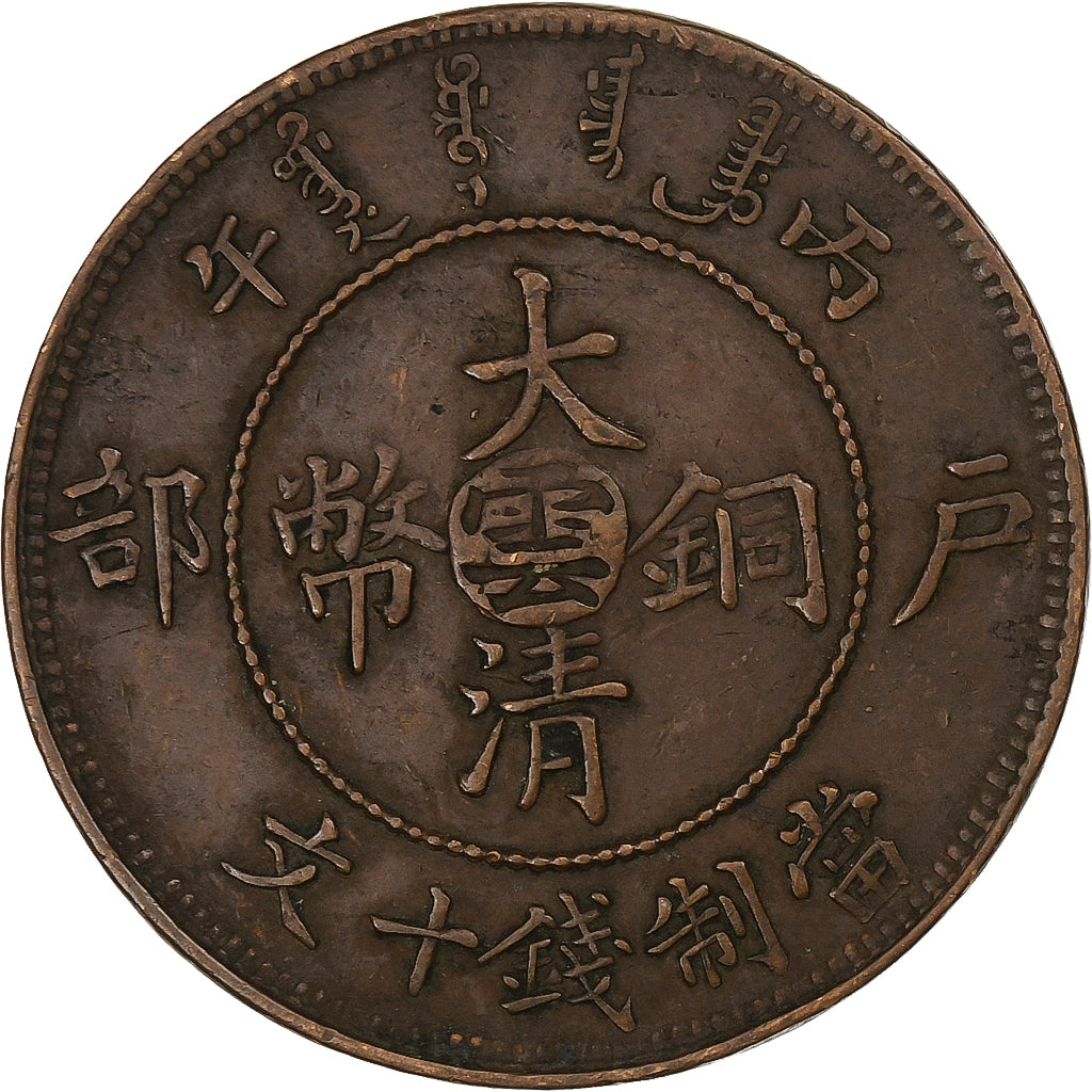 China, EMPIRE, Kuang-hs, 10 Cash, 1906, Ching, Copper, EF(40-45), KM:10.4