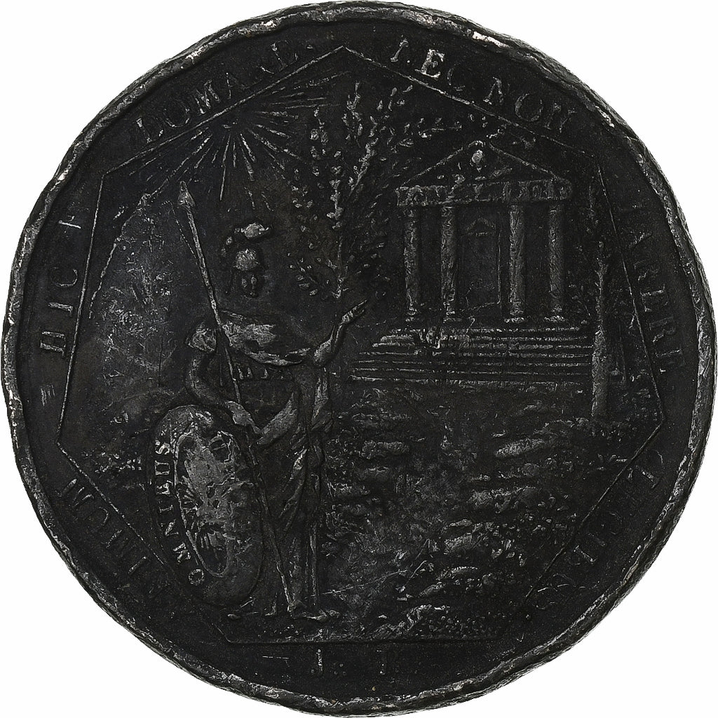 France, Jeton, Franc-maçonnerie, 1808, Rouen, Etain, Loges des Arts Réunis, TB