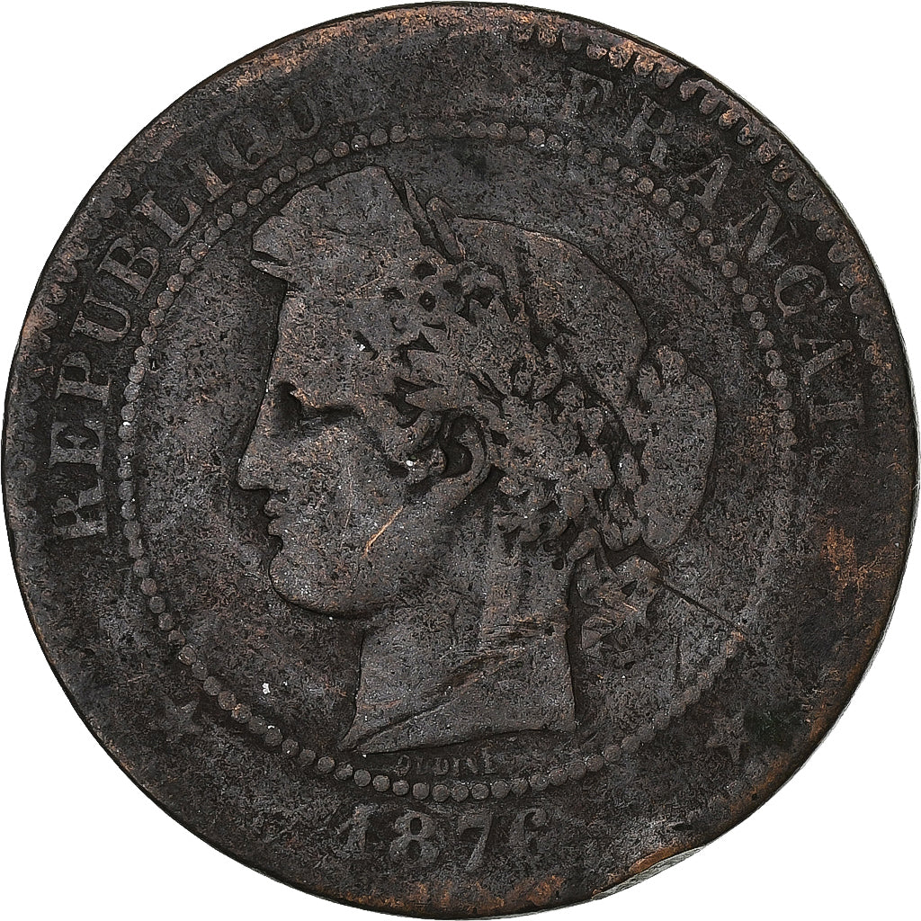 Frankreich, 10 Centimes, Cérès, 1876, Paris, Bronze, SGE, Gadoury:265a