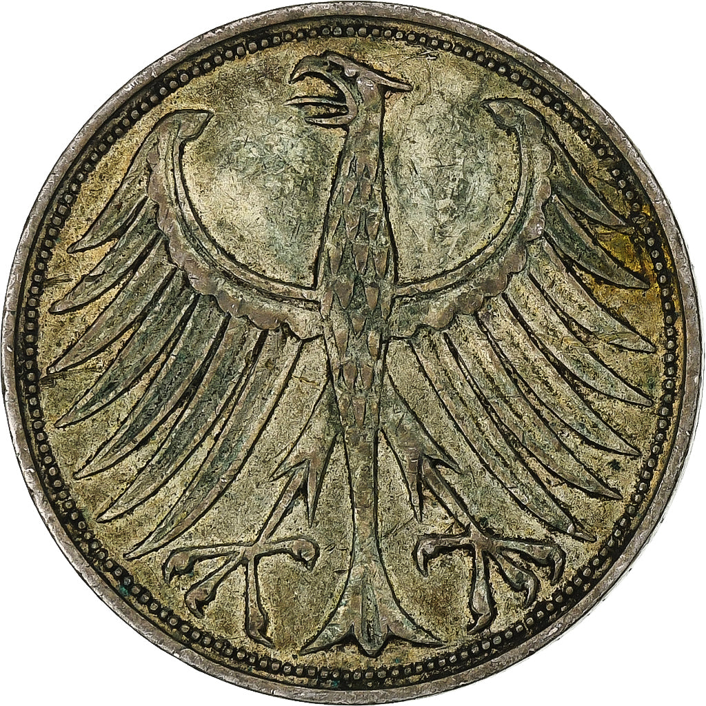 GERMANY - FEDERAL REPUBLIC, 5 Mark, 1951, Hamburg, Silver, EF(40-45), KM:112.1
