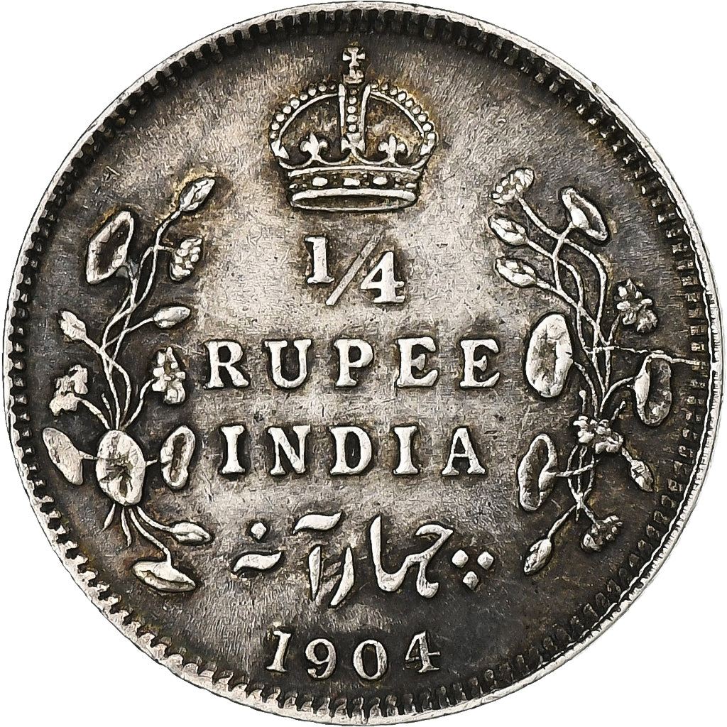 INDIA-BRITISH, Edward VII, 1/4 Rupee, 1904, Calcutta, Silber, SS, KM:506