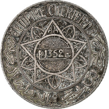 Morocco, Mohammed V, 5 Francs, AH 1352/1933, Paris, Silver, EF(40-45), KM:37
