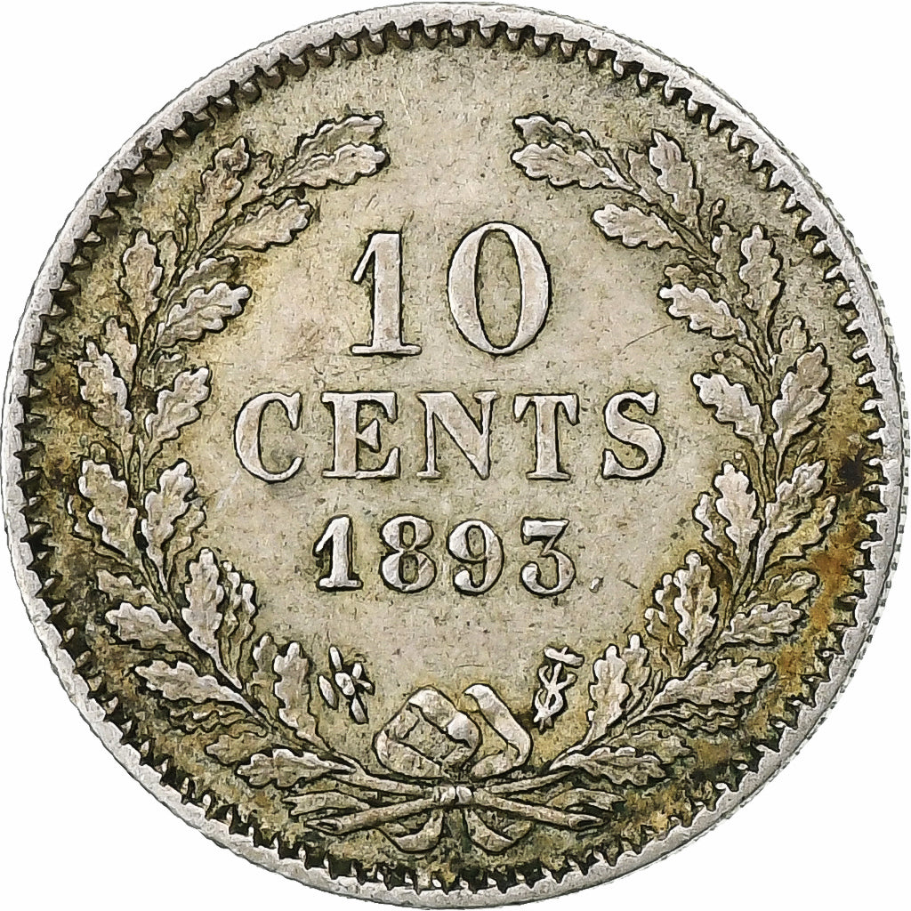 Netherlands, Wilhelmina I, 10 Cents, 1893, Silver, EF(40-45), KM:116