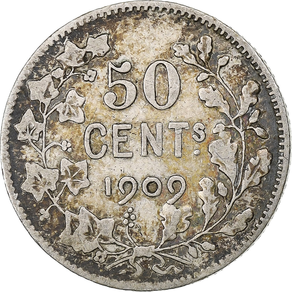 Bélgica, 50 Centimes, 1909, Plata, BC+, KM:60.1