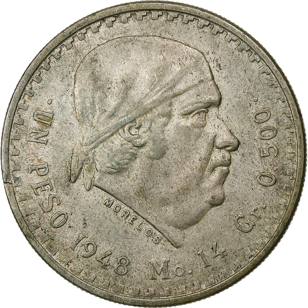 Mexico, Peso, 1948, Mexico City, Silver, EF(40-45), KM:456