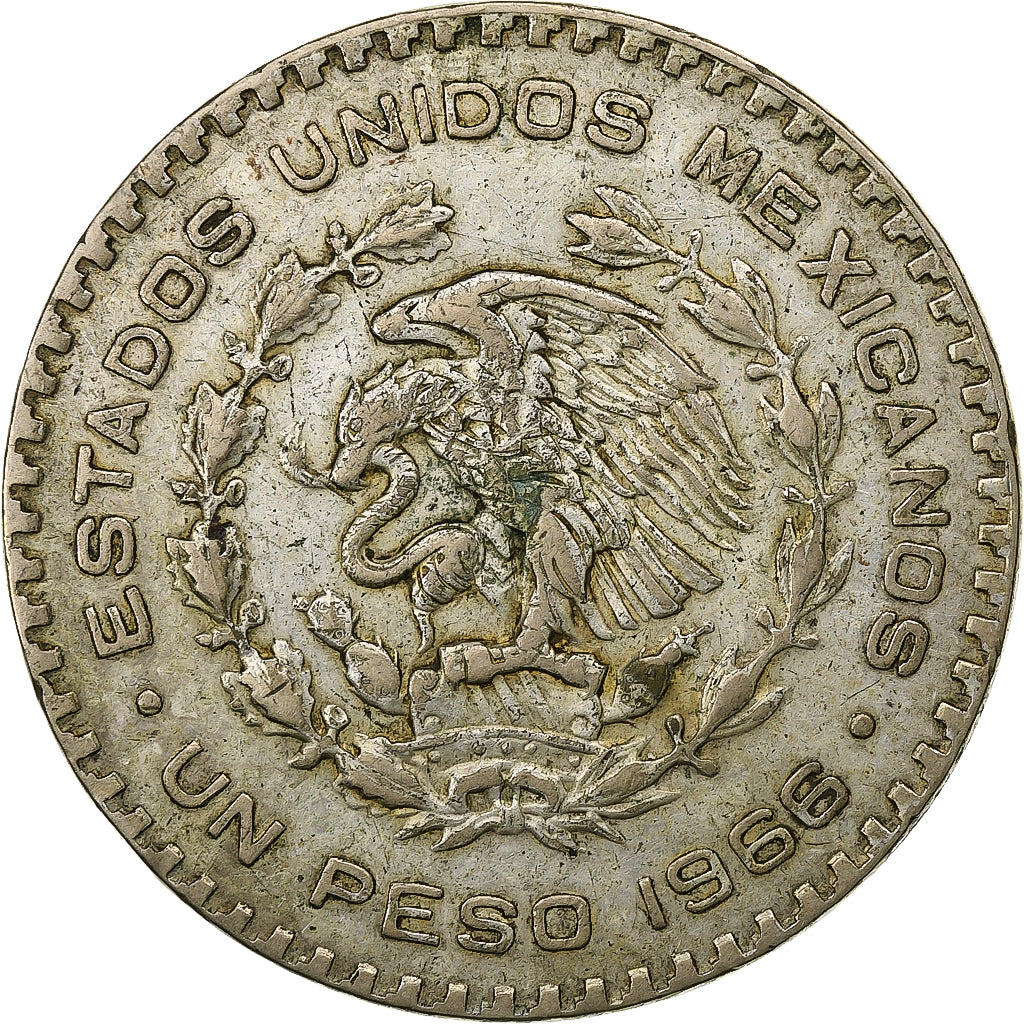 Messico, Peso, 1966, Mexico City, Argento, BB, KM:459