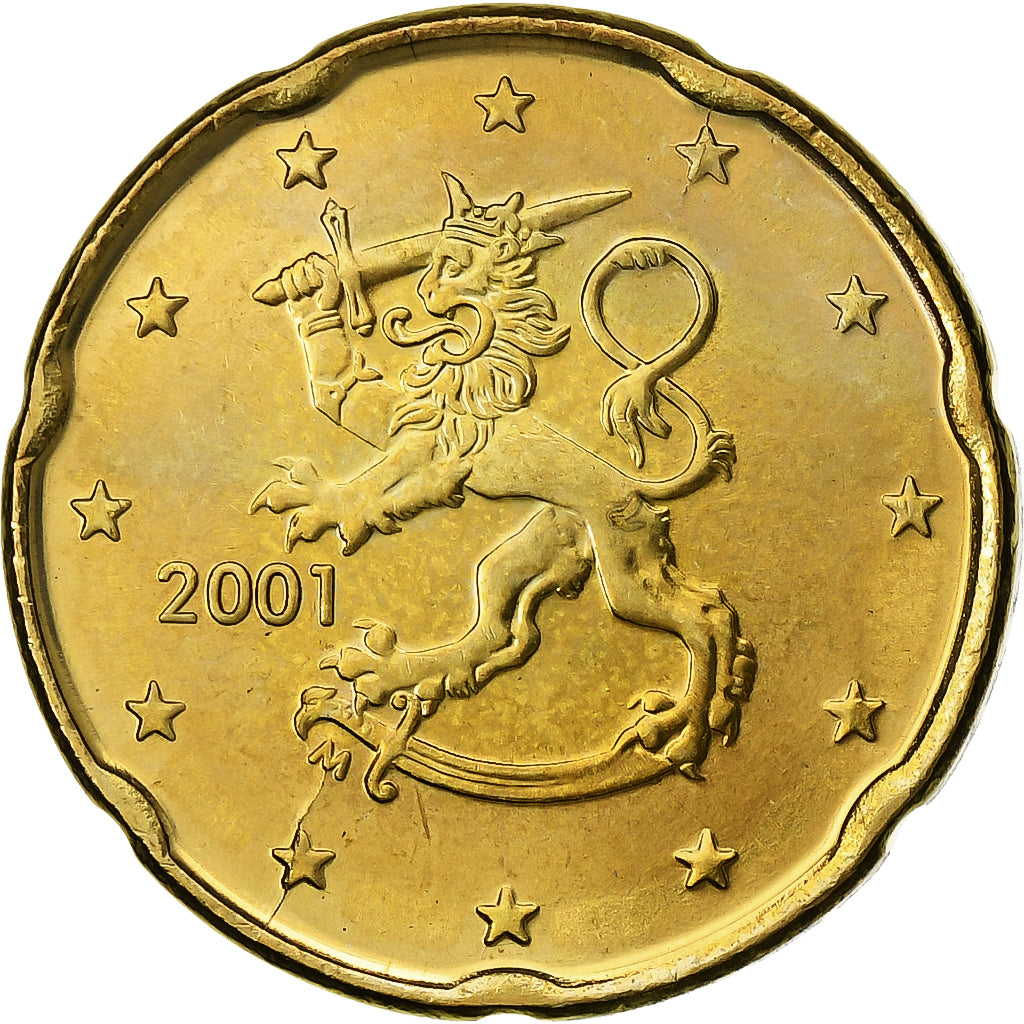 Finland, 20 Euro Cent, 2001, Vantaa, UNC-, Nordic gold, KM:102