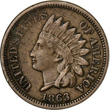 Stati Uniti, Cent, Indian Head Cent, 1863, U.S. Mint, Rame-nichel, BB, KM:90