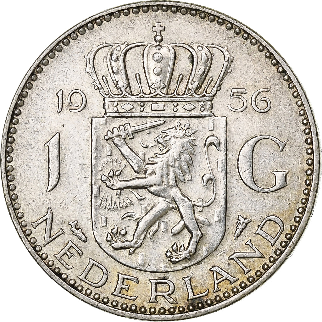 Holandia, Juliana, Gulden, 1956, Srebro, AU(55-58), KM:184