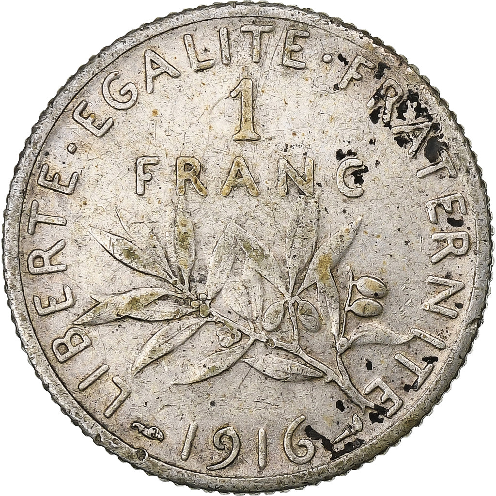 Francia, Franc, Semeuse, 1916, Paris, Argento, BB, Gadoury:467, KM:844.1