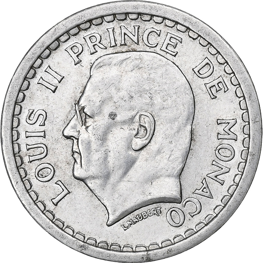 Mónaco, Louis II, Franc, 1943, Aluminio, MBC+, Gadoury:131, KM:120
