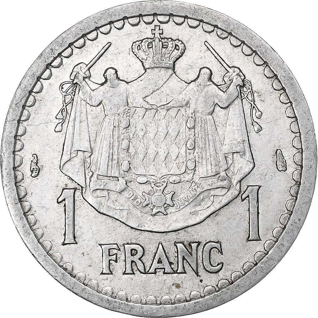 Mónaco, Louis II, Franc, 1943, Aluminio, MBC+, Gadoury:131, KM:120