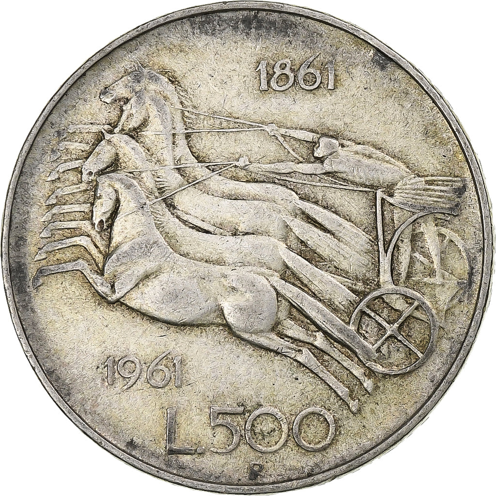 Italy, 500 Lire, 1961, Rome, AU(50-53), Silver, KM:99