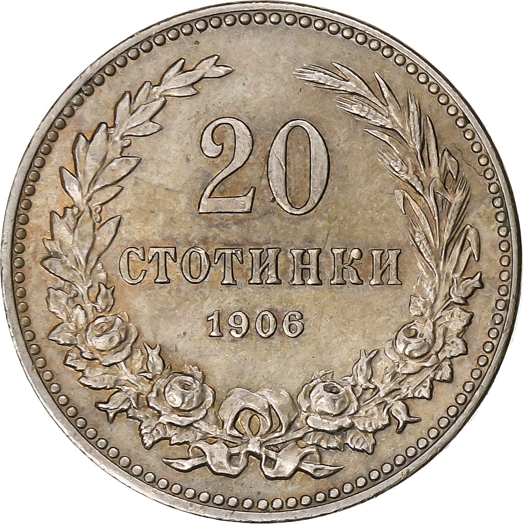 Bulgaria, 20 Stotinki, 1906, Copper-nickel, MS(60-62), KM:26