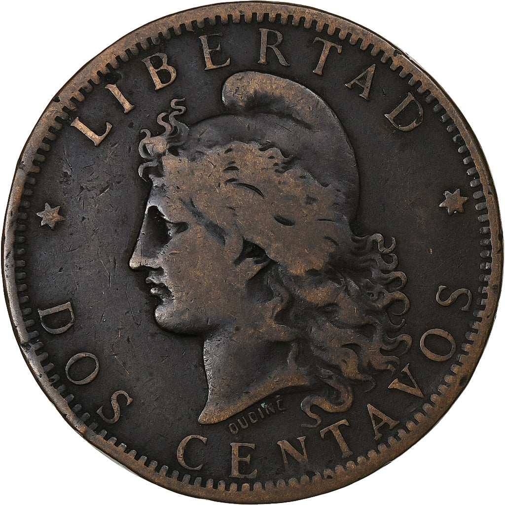 Argentina, 2 Centavos, 1884, Brązowy, VF(20-25), KM:33