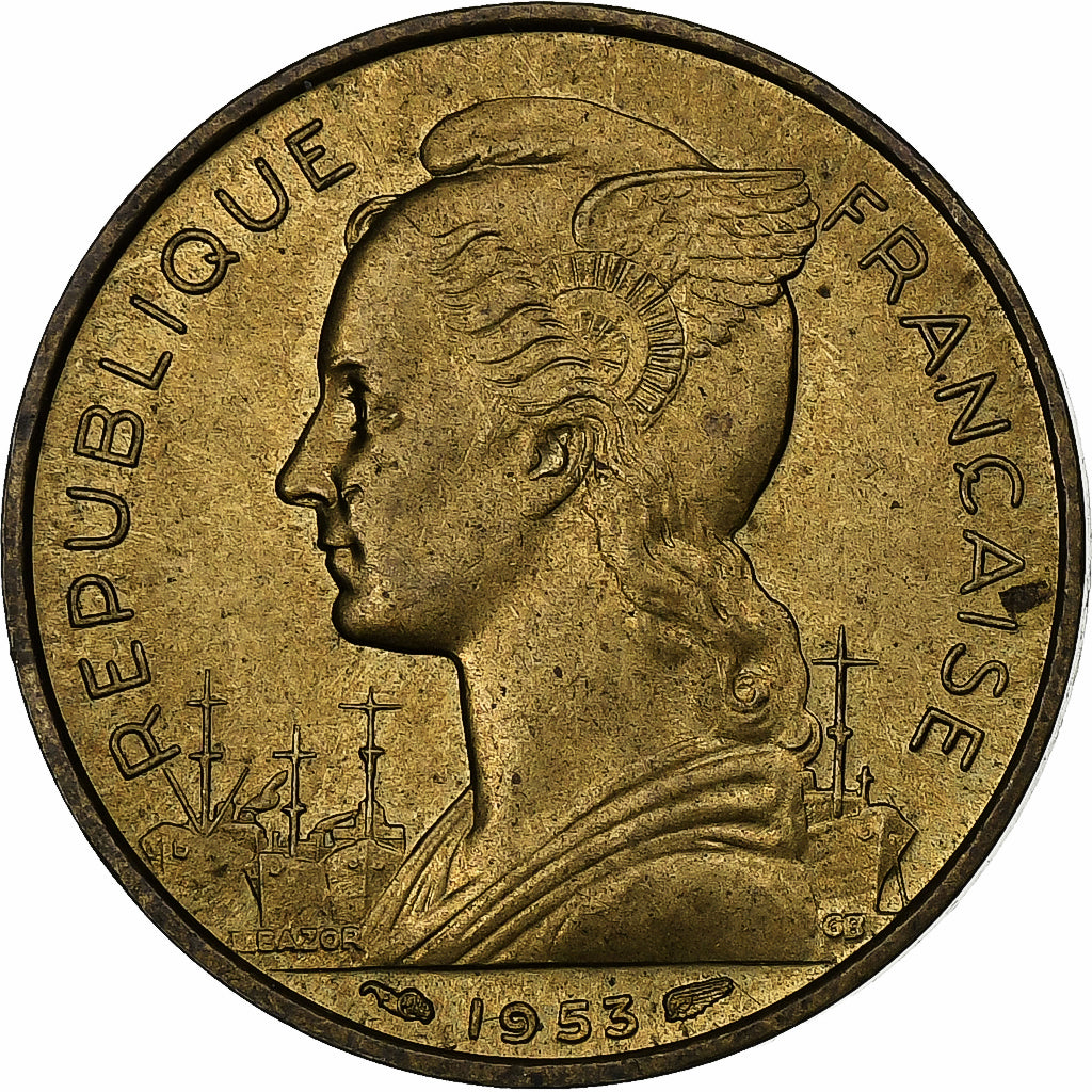 Madagascar, 20 Francs, 1953, Paris, Aluminum-Bronze, VZ, KM:7
