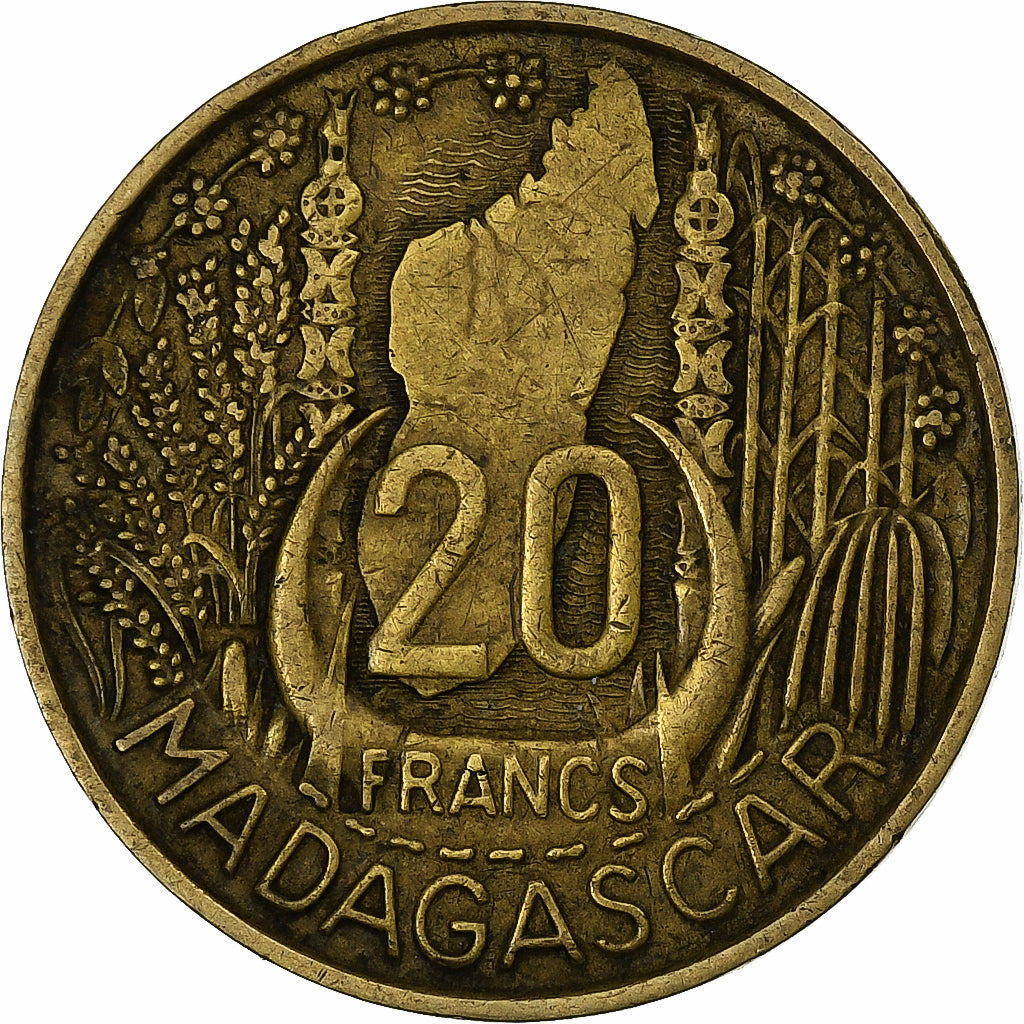 Madagascar, 20 Francs, 1953, Paris, Aluminum-Bronze, SS, KM:7