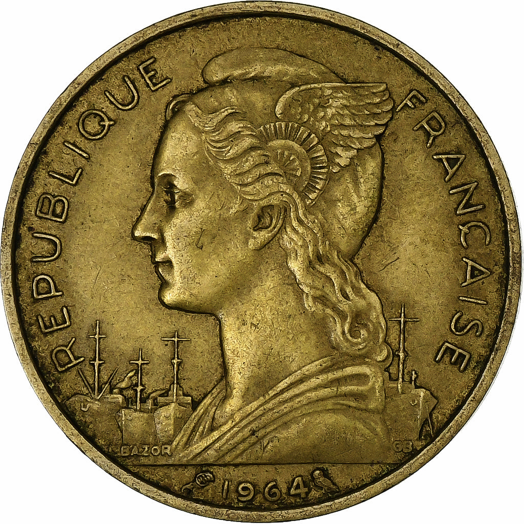 Réunion, 20 Francs, 1964, Aluminum-Bronze, EF(40-45), KM:11