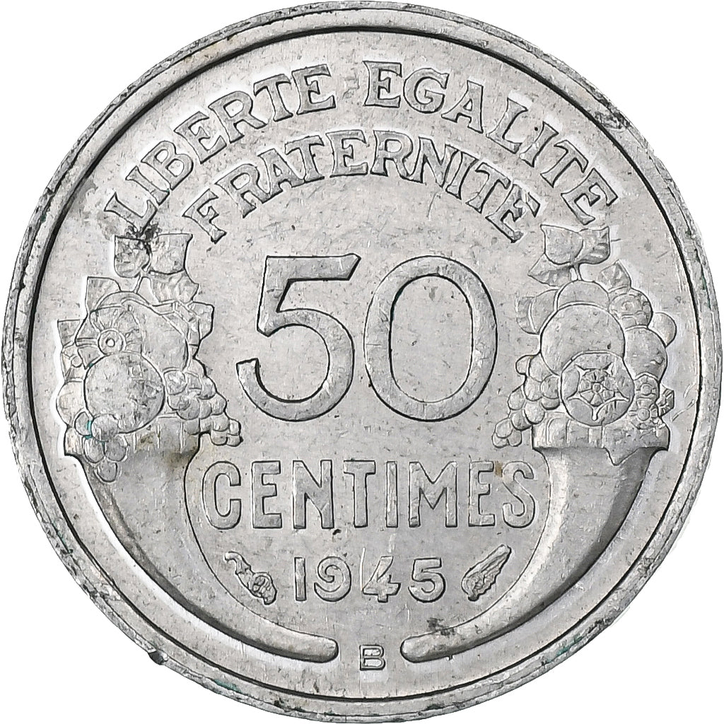Frankreich, 50 Centimes, Morlon, 1945, Beaumont - Le Roger, Aluminium, VZ