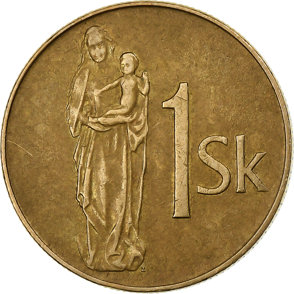 Slowakije, Koruna, 1993, Bronze Plated Steel, ZF, KM:12