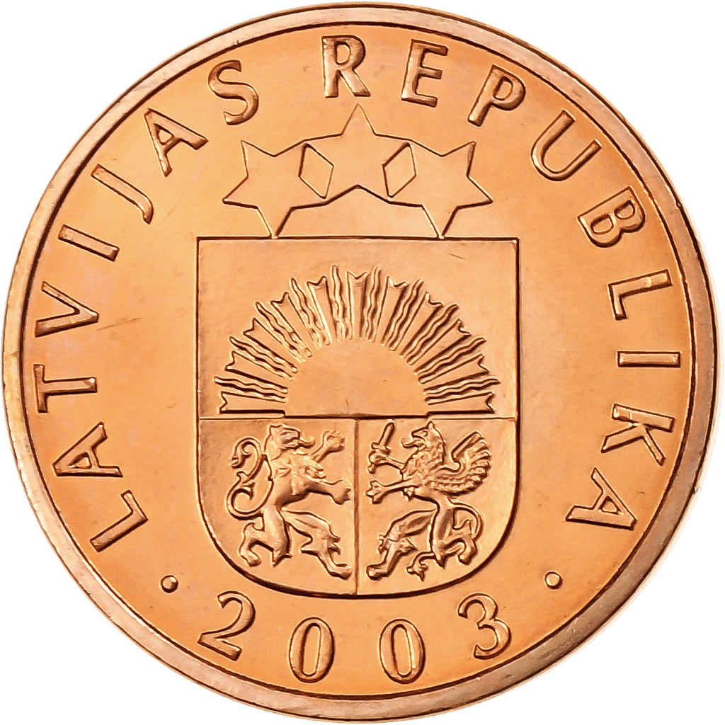 Łotwa, Santims, 2003, Vantaa, Miedź powlekana stalą, MS(65-70), KM:15