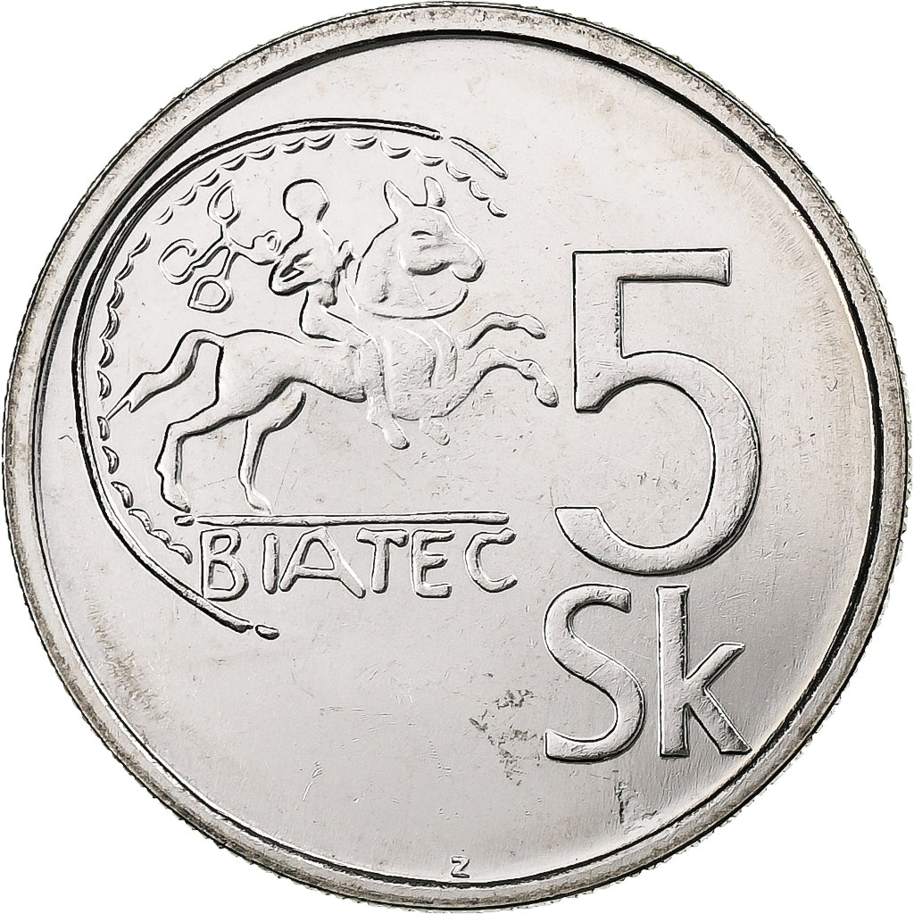 Eslovaquia, 5 Koruna, 1994, Níquel chapado en acero, FDC, KM:14