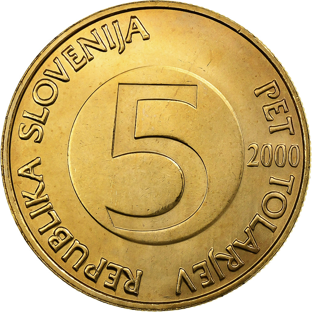 Slovenia, 5 Tolarjev, 2000, Nichel-ottone, FDC, KM:6
