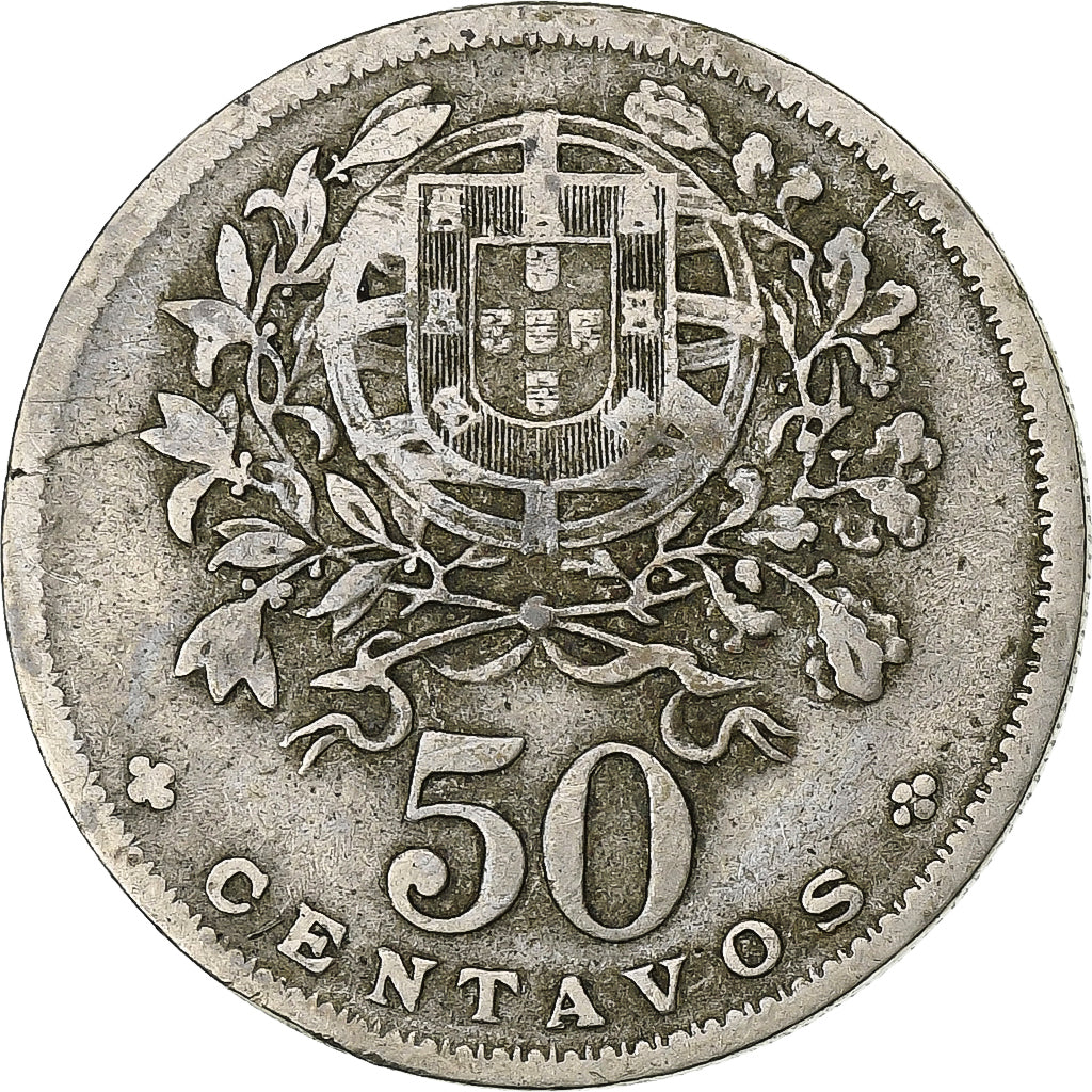 Portugal, 50 Centavos, 1929, Miedź-Nikiel, VF(20-25), KM:577