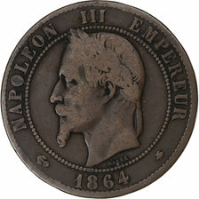 Frankrijk, Napoleon III, 10 Centimes, Napoléon III, 1864, Paris, Bronzen, ZG+