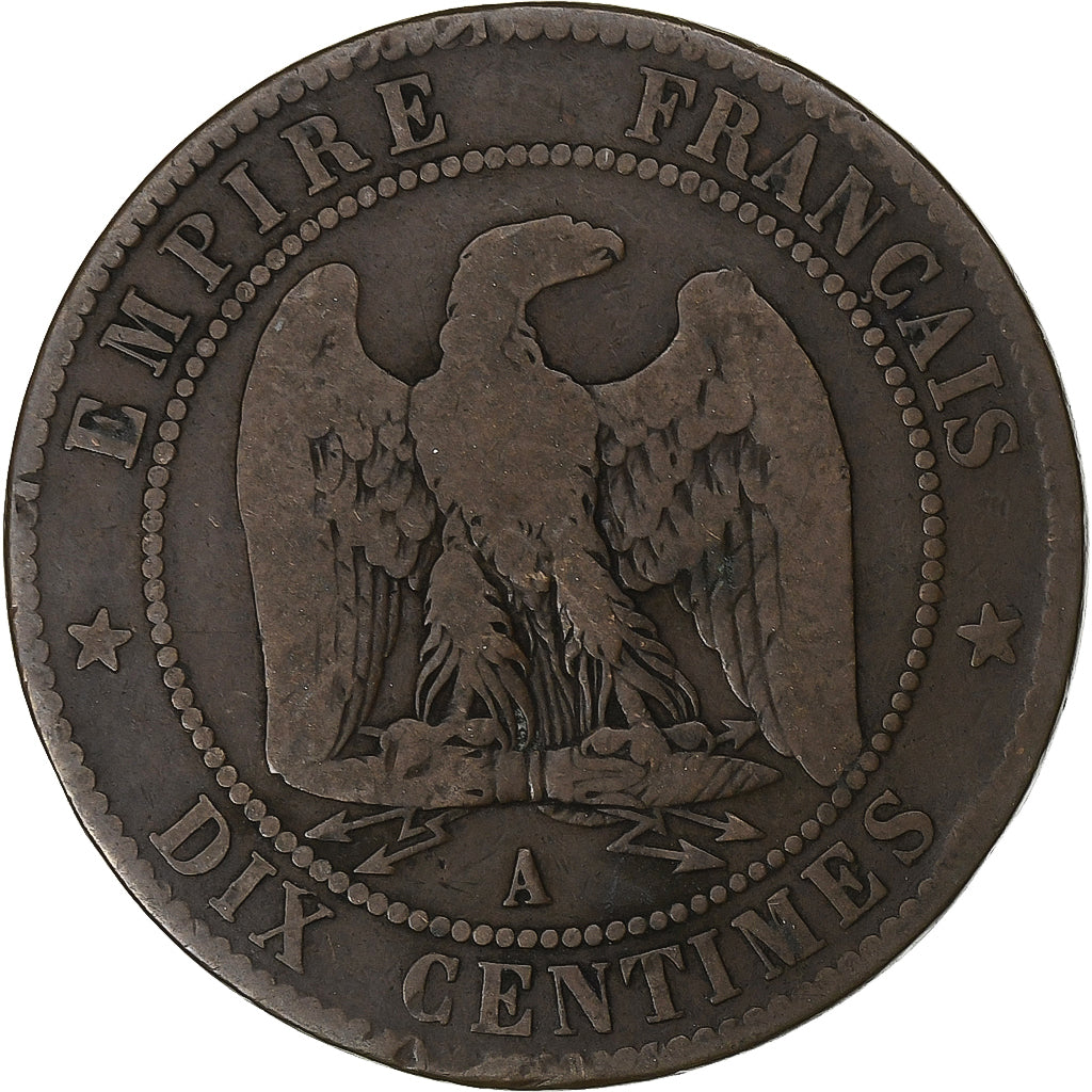 Frankrijk, Napoleon III, 10 Centimes, Napoléon III, 1864, Paris, Bronzen, ZG+