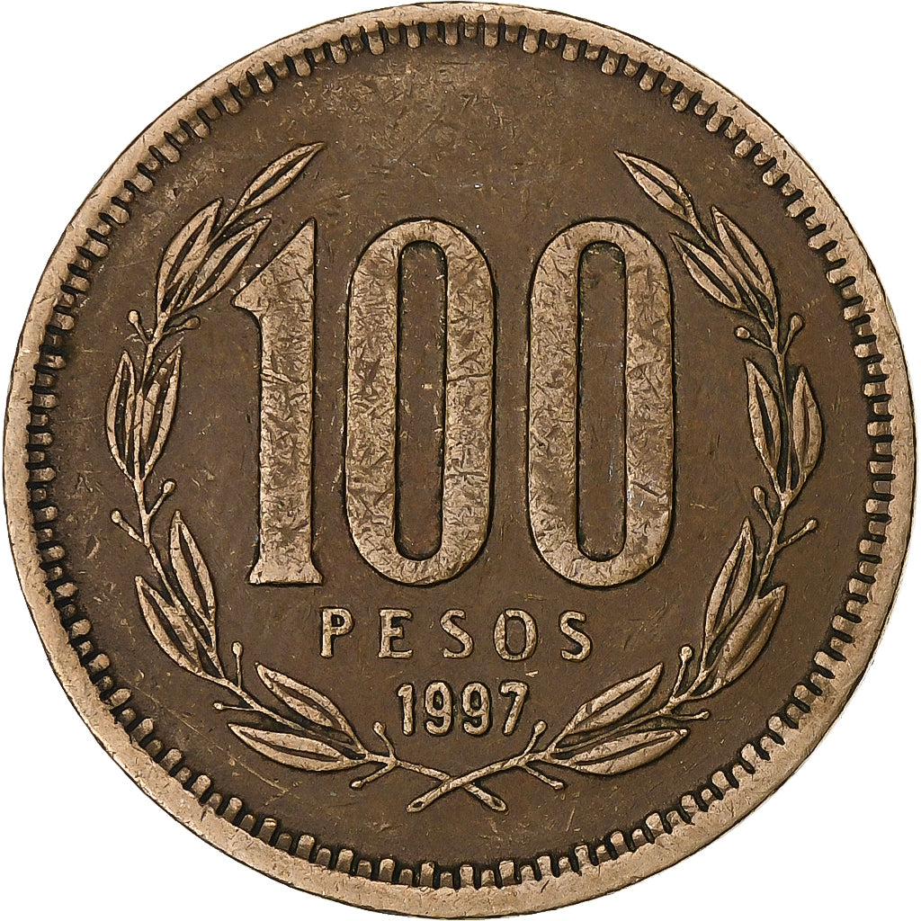 Chile, 100 Pesos, 1997, Santiago, Aluminio - bronce, MBC, KM:226.2