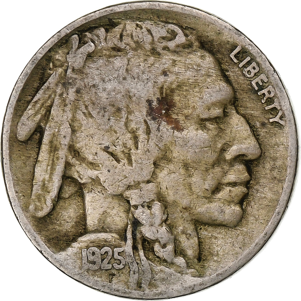 Estados Unidos, 5 Cents, Buffalo Nickel, 1925, Philadelphia, Cobre - níquel