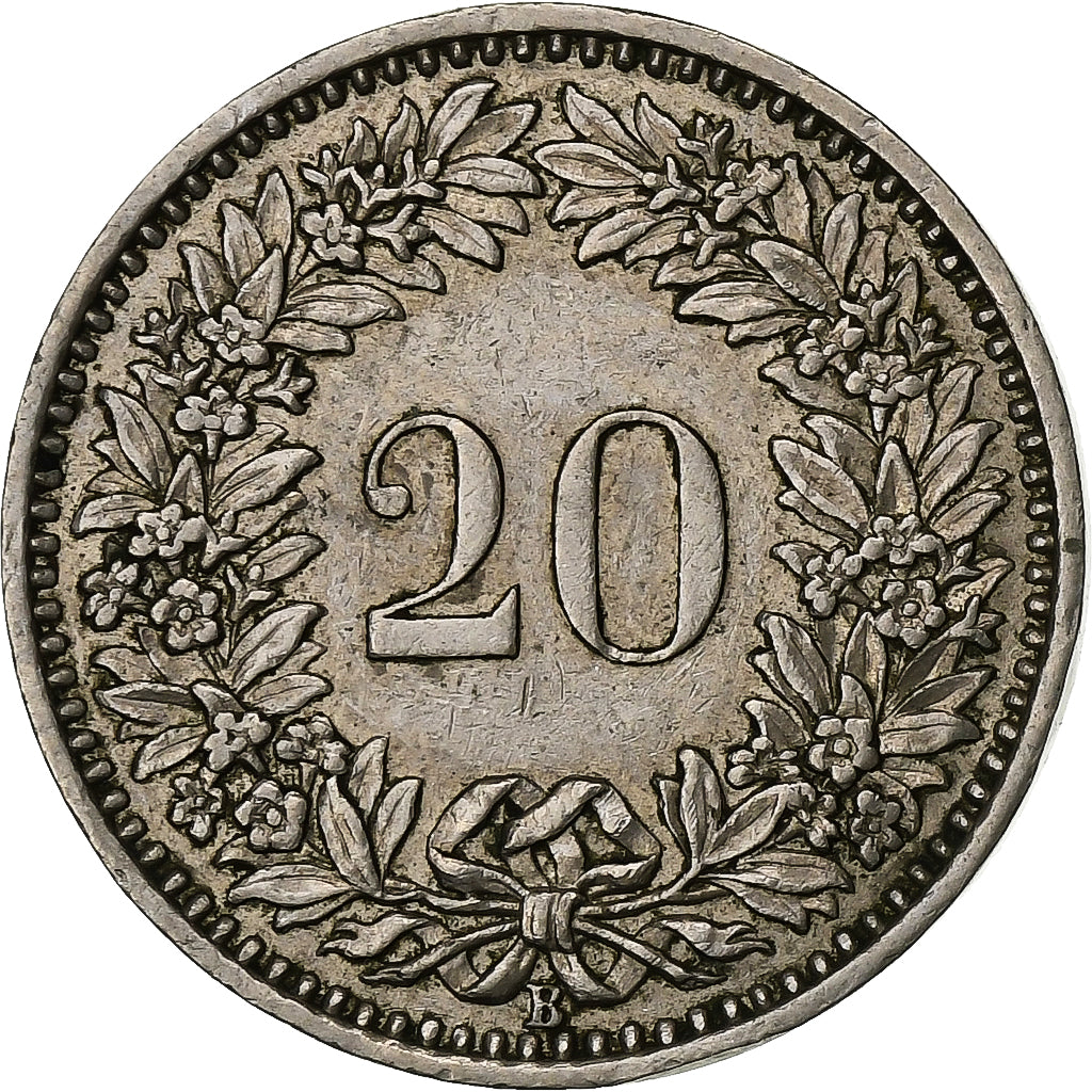 Suiza, 20 Rappen, 1958, Bern, Cobre - níquel, MBC+, KM:29a