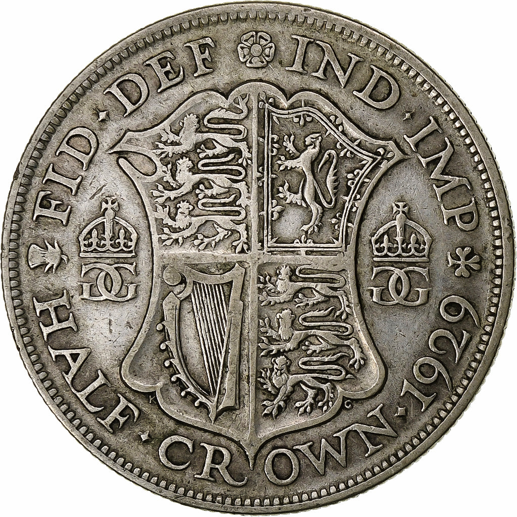 Grã-Bretanha, George V, 1/2 Crown, 1929, Prata, EF(40-45), KM:835