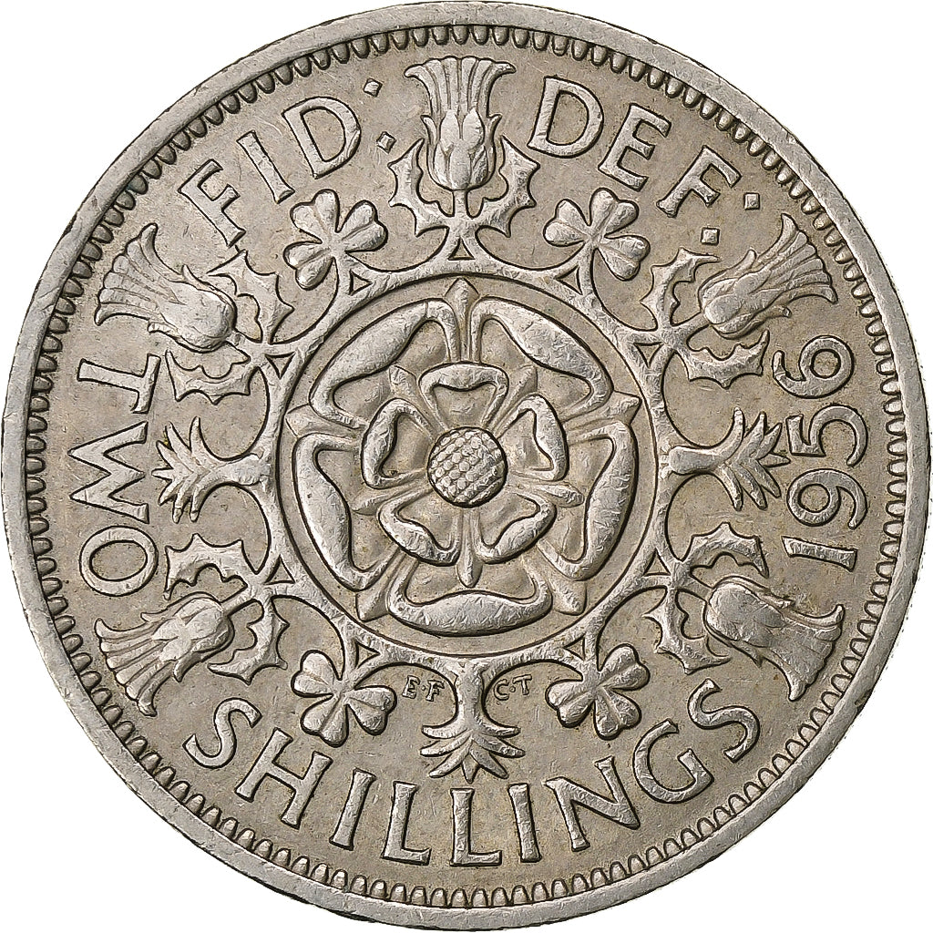 Groot Bretagne, Elizabeth II, Florin, Two Shillings, 1956, Cupro-nikkel, FR+