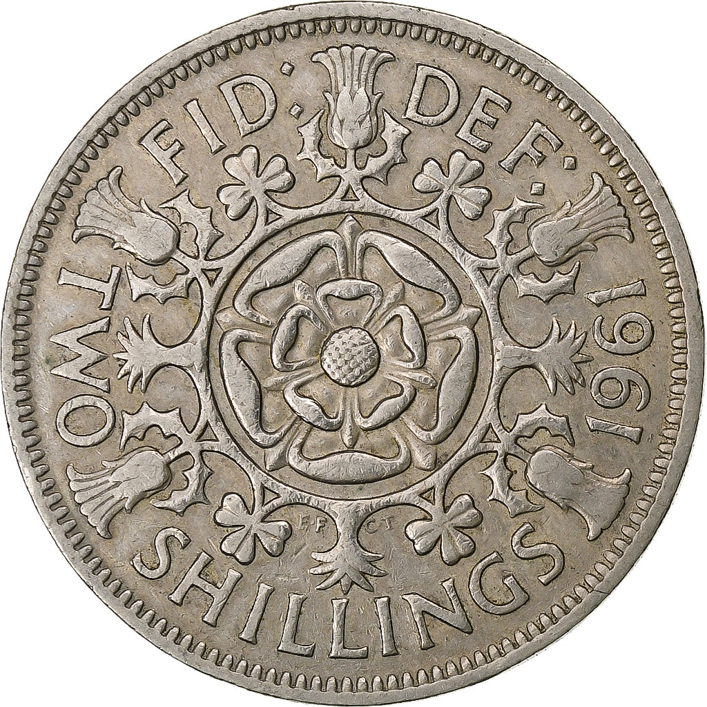 Groot Bretagne, Elizabeth II, Florin, Two Shillings, 1961, Cupro-nikkel, FR+