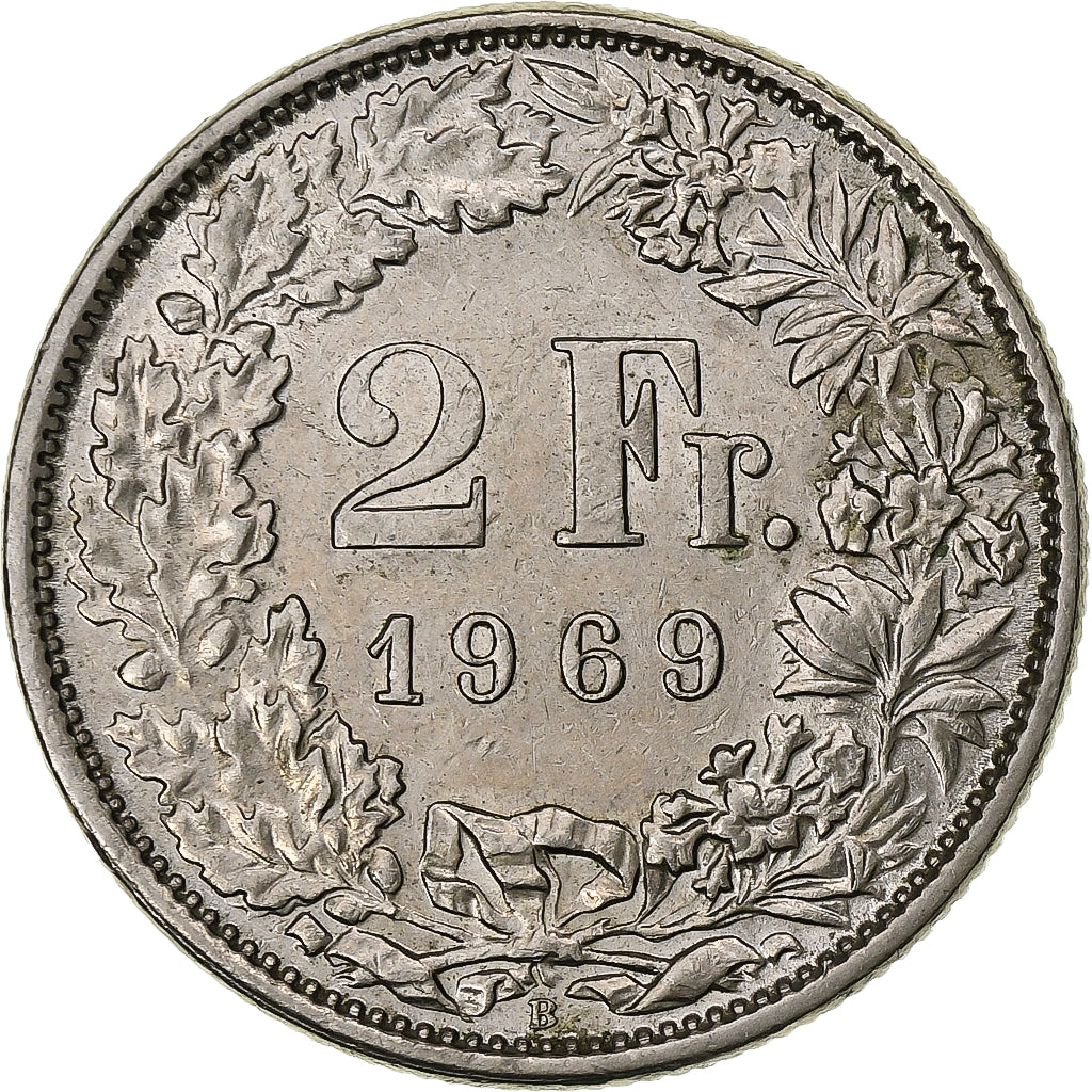Svizzera, 2 Francs, 1969, Bern, Rame-nichel, SPL-, KM:21a.1