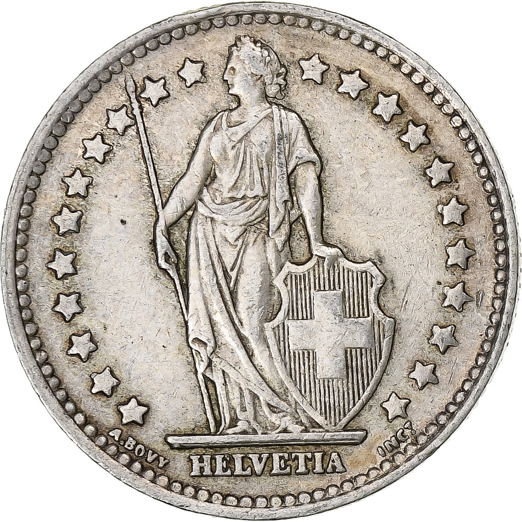 Suiza, Franc, 1944, Bern, Plata, MBC, KM:24
