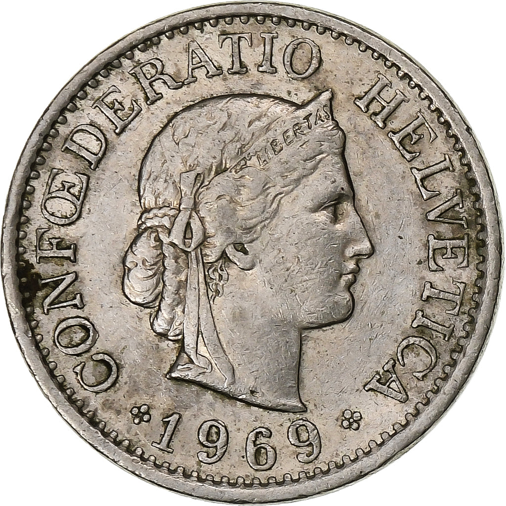 Suiza, 10 Rappen, 1969, Bern, Cobre - níquel, MBC, KM:27