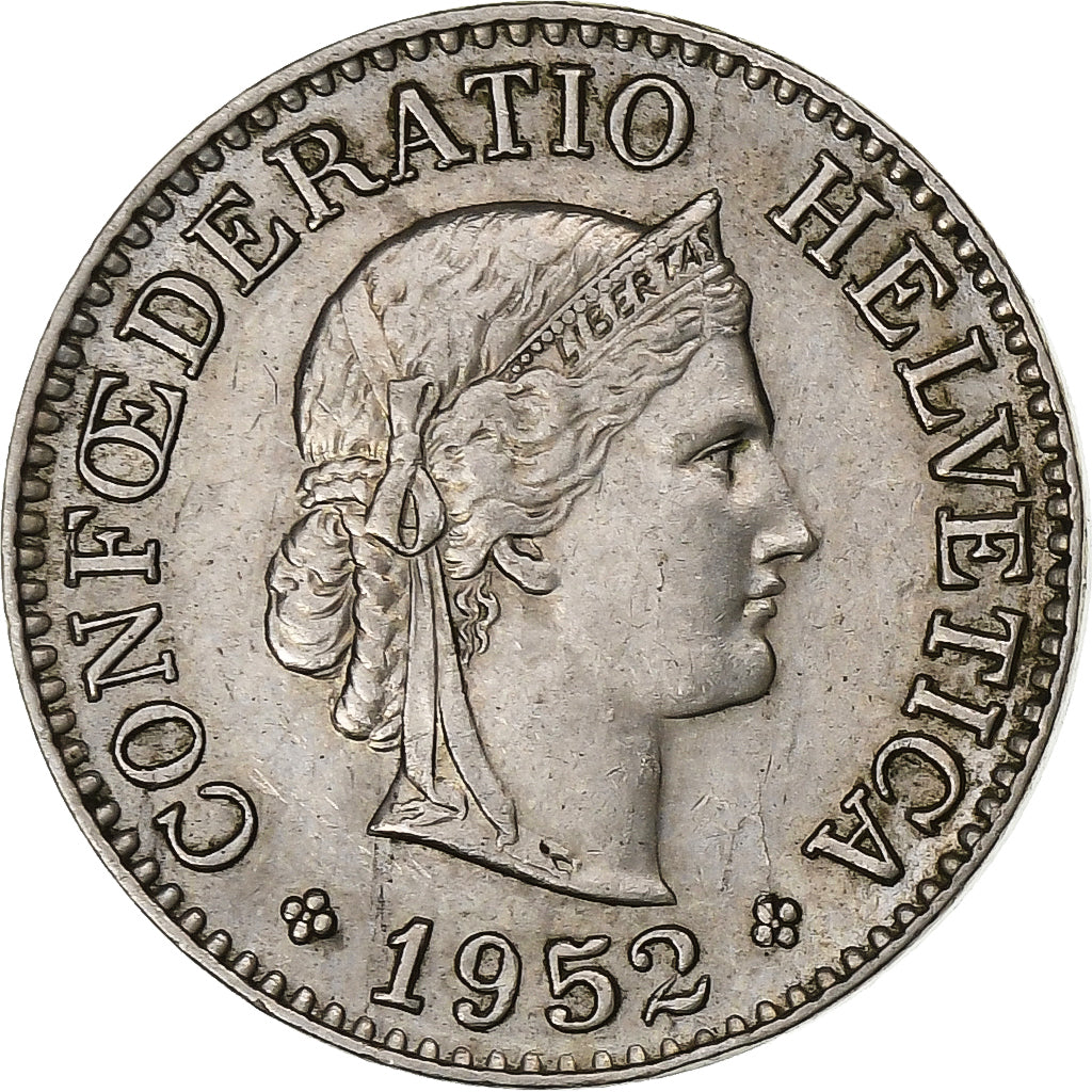 Suiza, 10 Rappen, 1952, Bern, Cobre - níquel, MBC+, KM:27