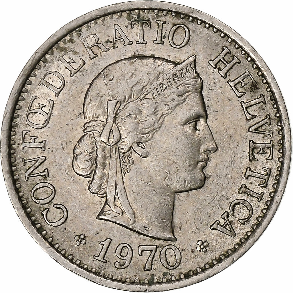 Suiza, 10 Rappen, 1970, Bern, MBC, Cobre - níquel, KM:27