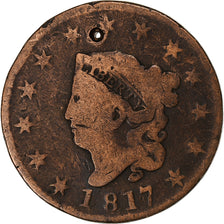 United States, Cent, Coronet Cent, 1817, U.S. Mint, Copper, VF(20-25), KM:45