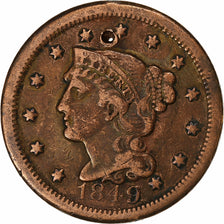 United States, Cent, Braided Hair Cent, 1849, U.S. Mint, Copper, VF(30-35)