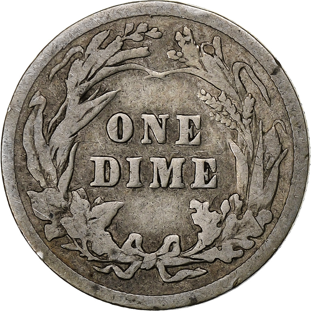 Estados Unidos da América, Dime, Barber Dime, 1908, U.S. Mint, Prata