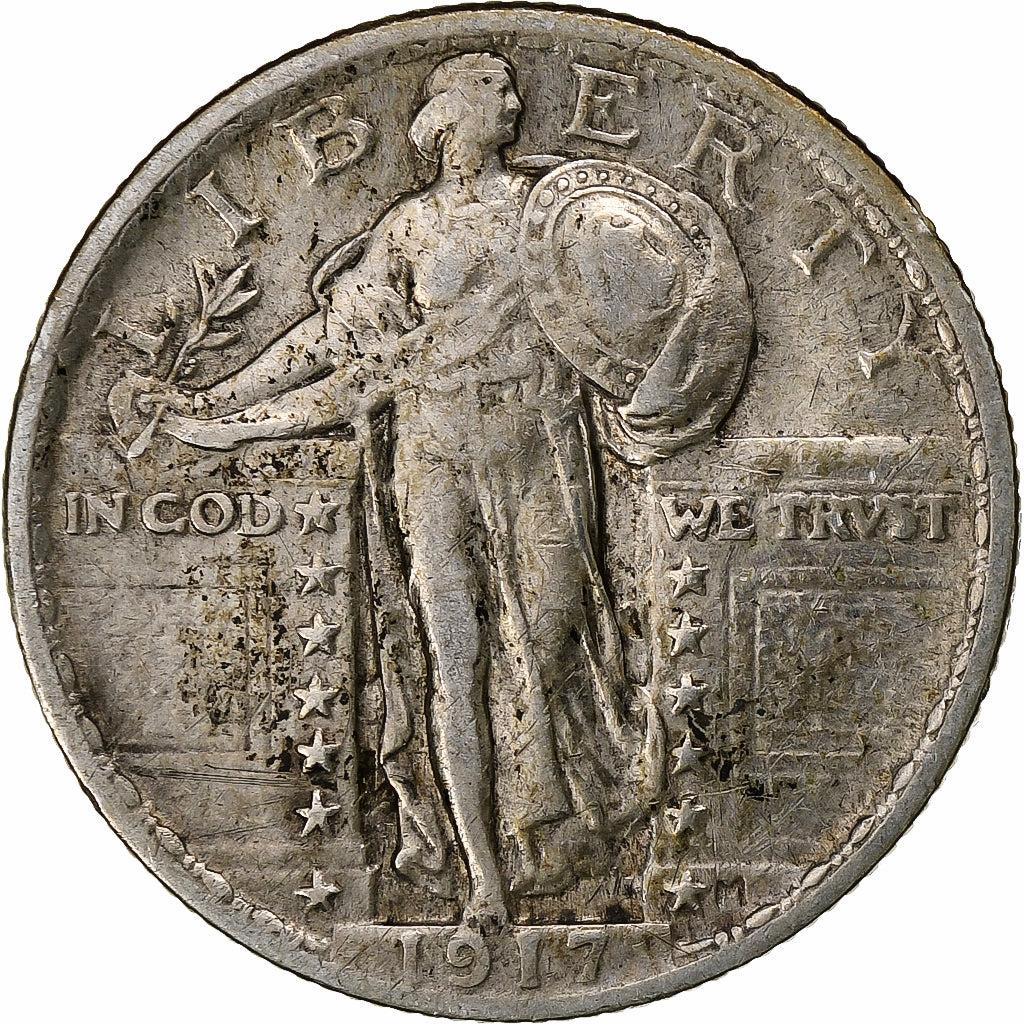 United States, Quarter, Standing Liberty Quarter, 1917, U.S. Mint, Silver
