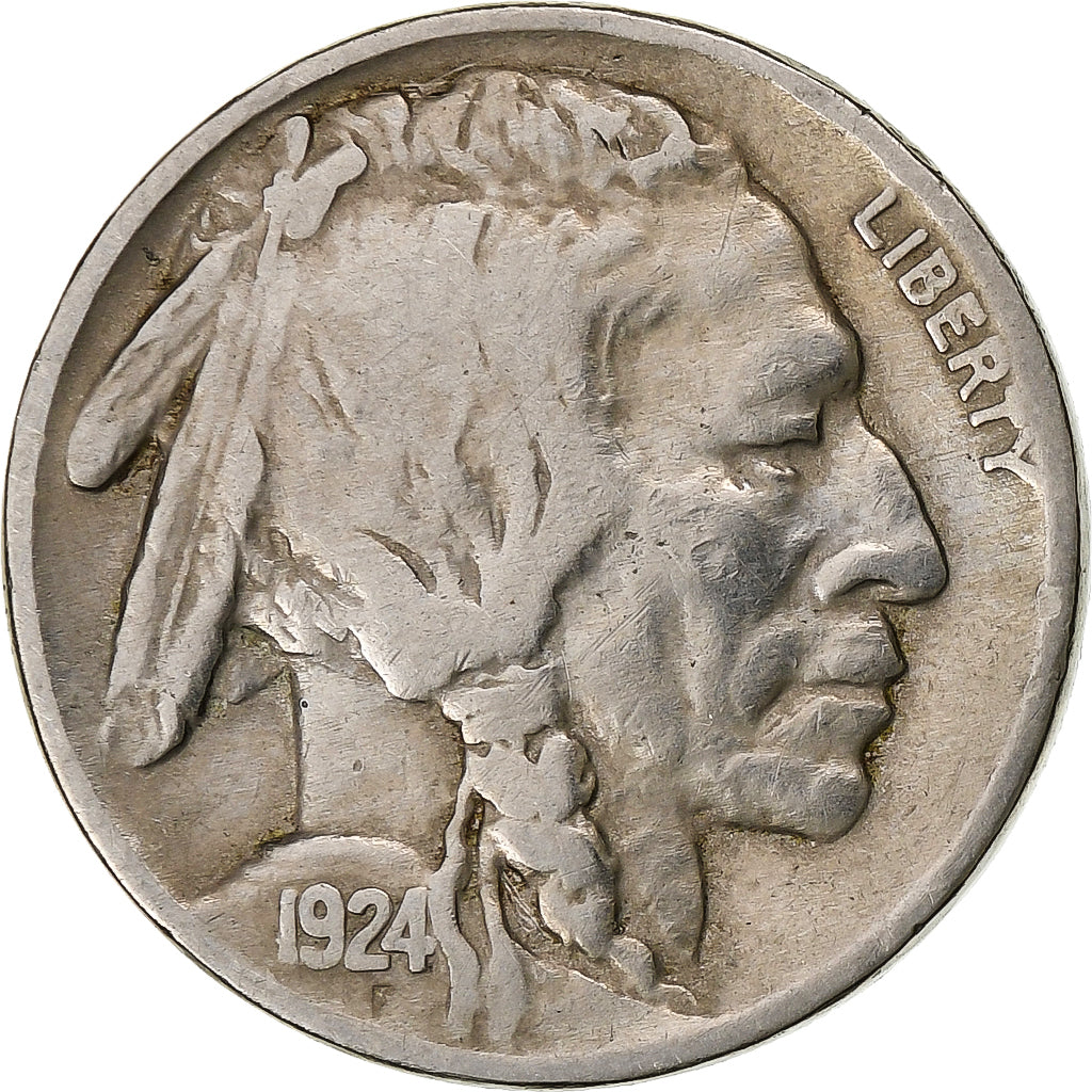 Stati Uniti, 5 Cents, Buffalo Nickel, 1924, U.S. Mint, Rame-nichel, MB, KM:134
